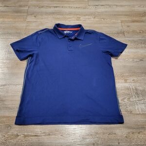 Nike Golf Dri Fit Youth Boys Knit Polo Short Sleeve Size Large Blue